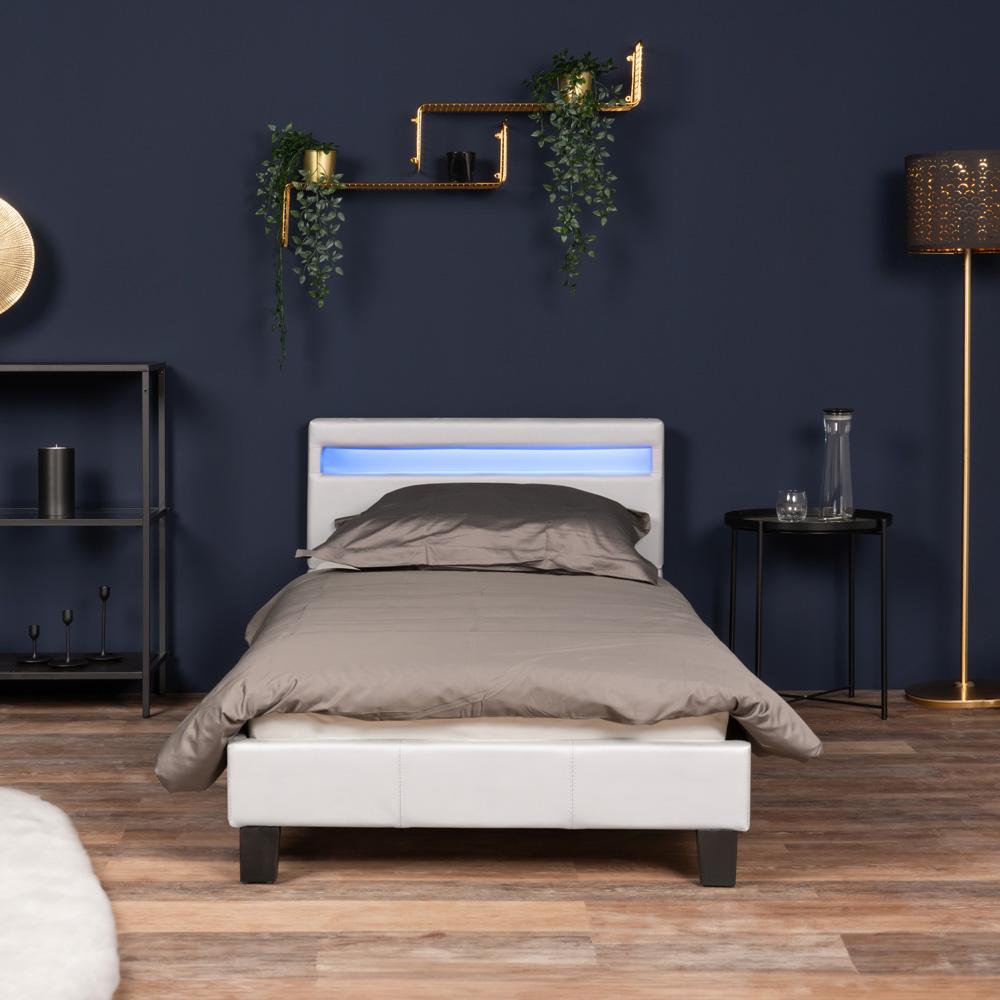 Home Deluxe Polsterbett mit LED-Beleuchtung 'ASTRO' Lattenrost Weiß 90x200 cm Bild 1