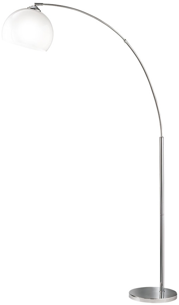 LED Bogenlampe, Metall silber, Lampenschirm weiß, Höhe 180cm Bild 1