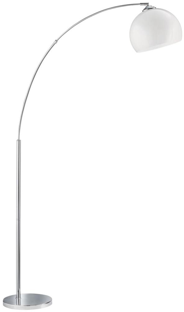 LED Bogenlampe, Metall silber, Lampenschirm weiß, Höhe 180cm Bild 1