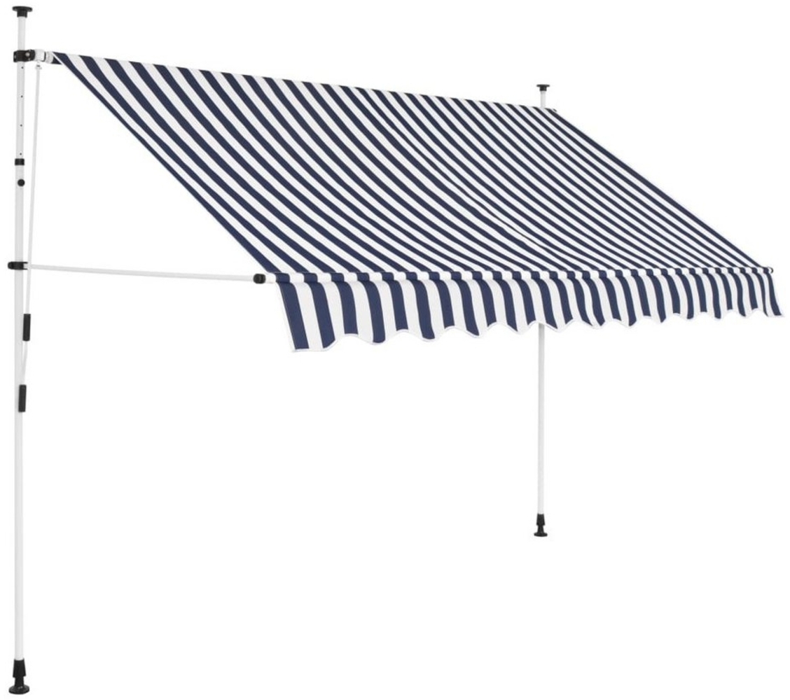 DOTMALL Markise Einziehbare Markise Handbetrieben 300 cm Blau/Weiß Gestreift Bild 1