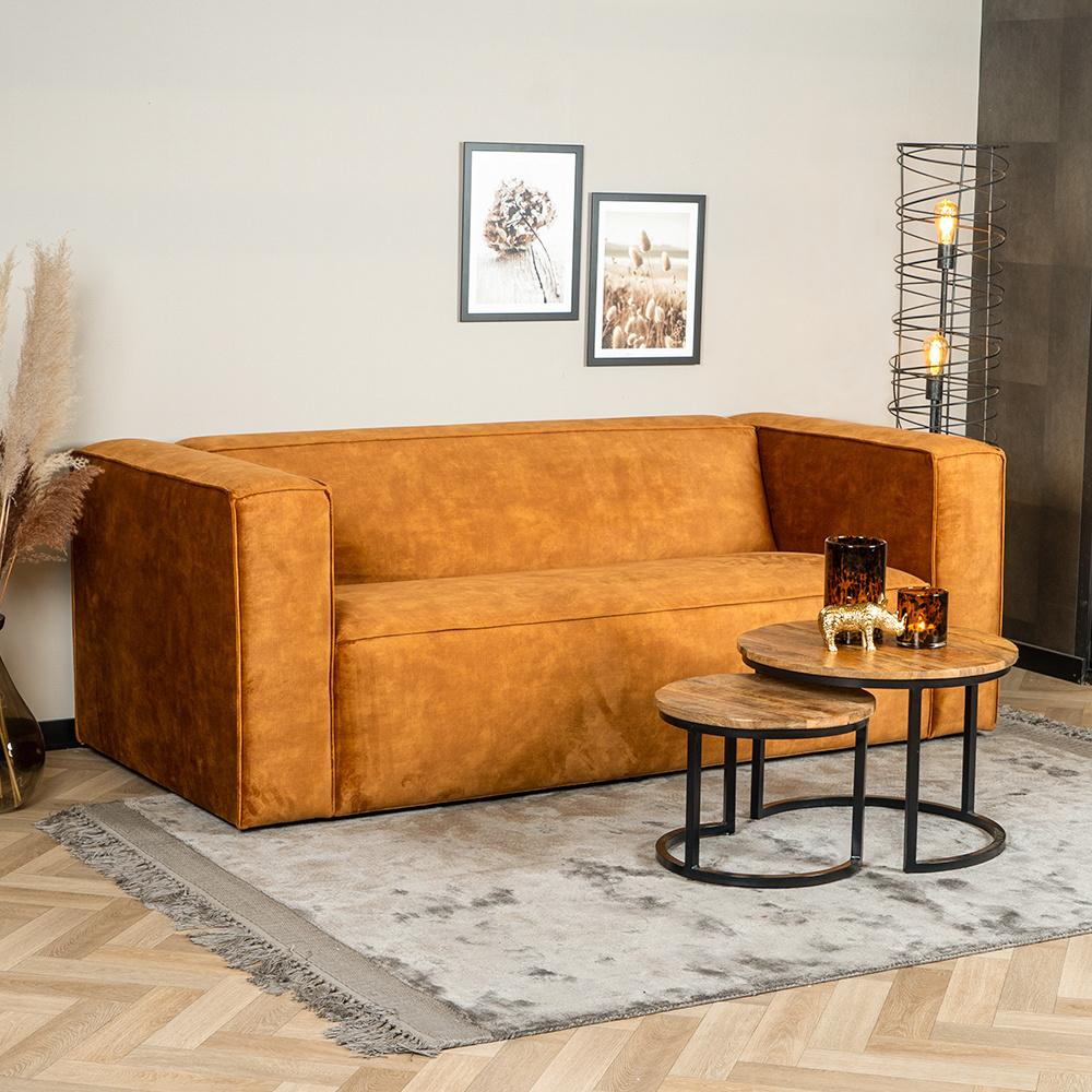 Bronx71 Samt Sofa Memphis 2,5-Sitzer ockergelb/cognac Bild 1