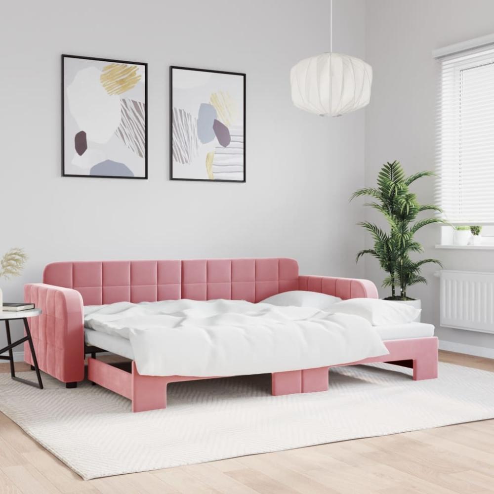 vidaXL Tagesbett Ausziehbar Rosa 80x200 cm Samt 3196925 Bild 1