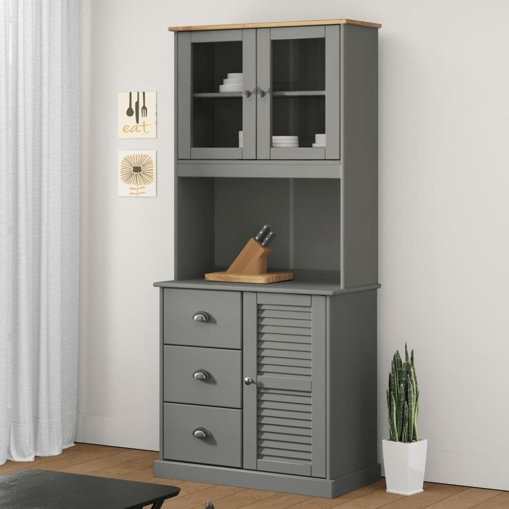 vidaXL Highboard VIGO Grau 78x40x175 cm Massivholz Kiefer 3188306 Bild 1