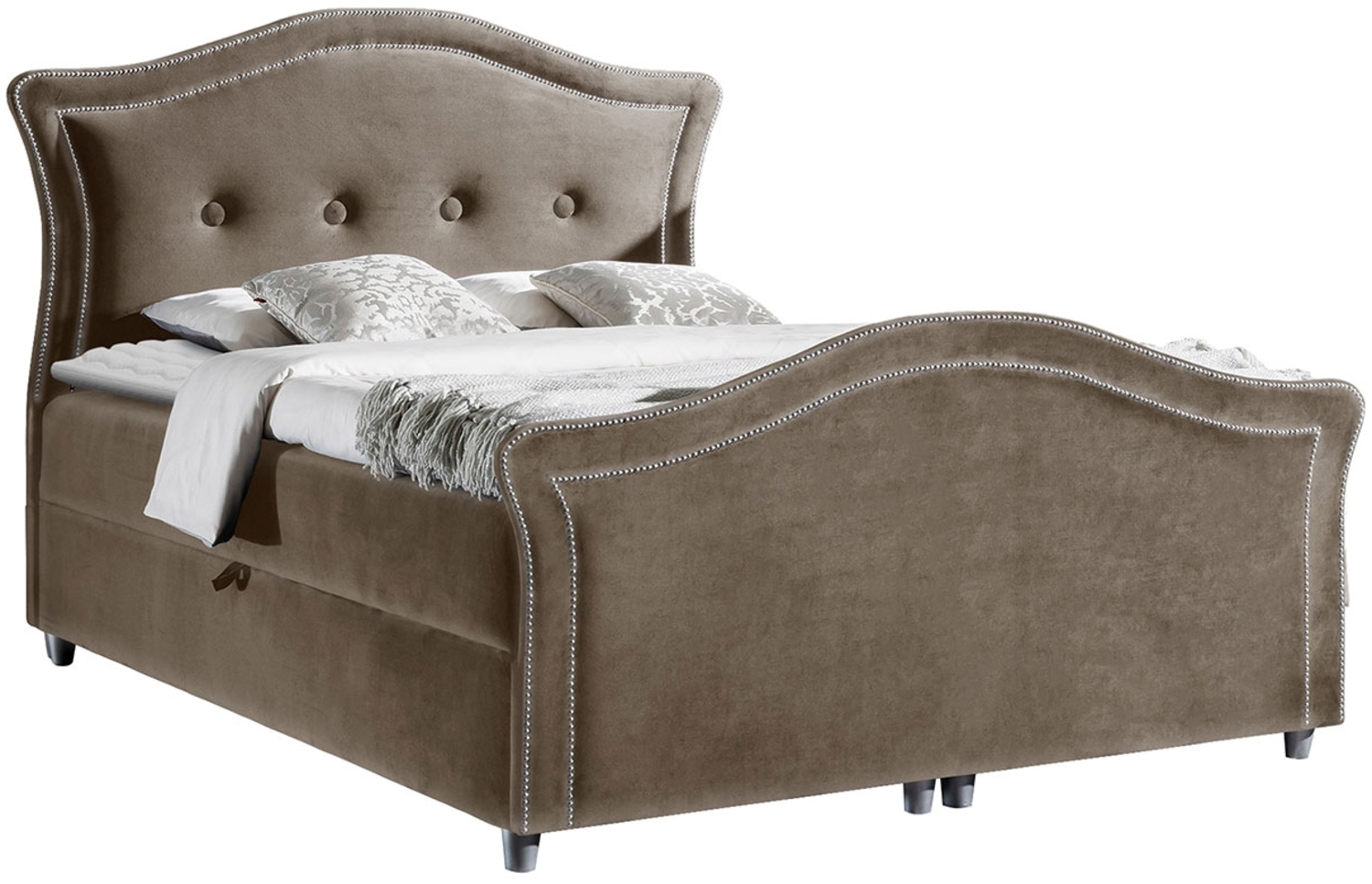 Boxspringbett Bedran Lux, Braun, 200x200 cm Bild 1