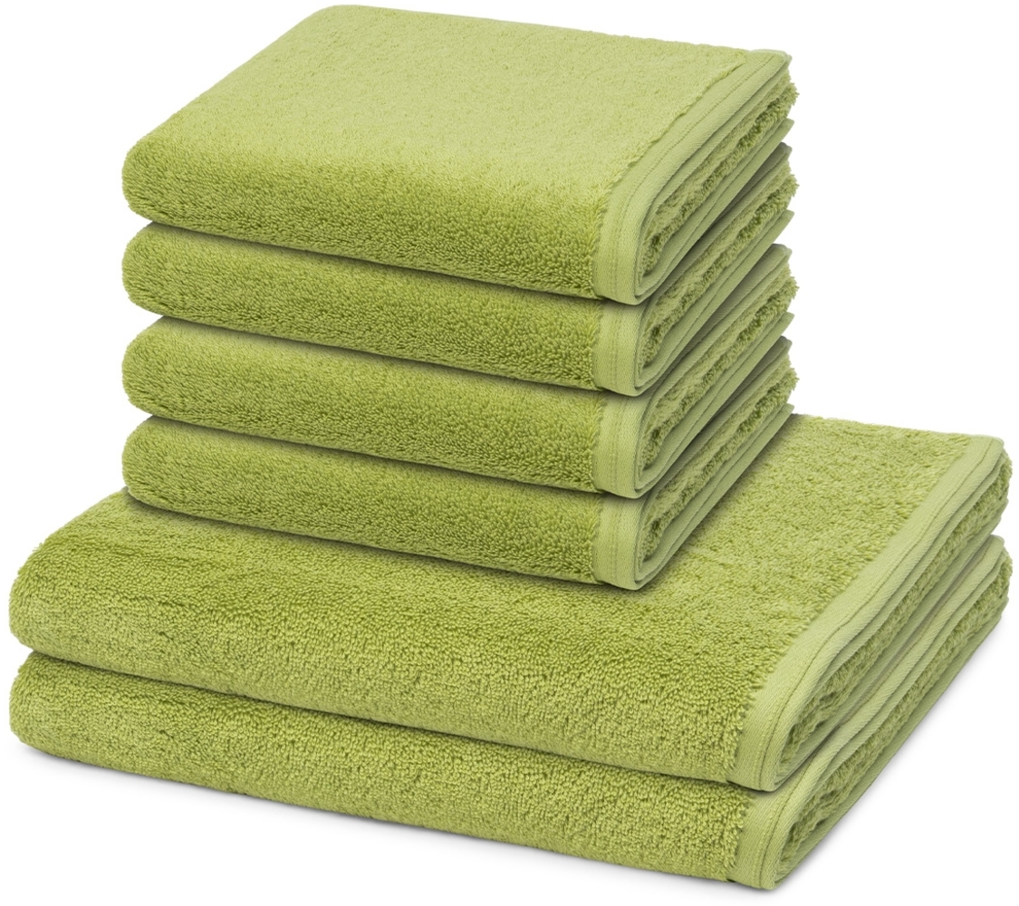 Vossen Vegan Life 6 tlg. Frottier-Set - 4 X Handtuch (50 X 100cm), 2 X Duschtuch (67 X 140cm) - 580 g/m2 - Avocado Bild 1