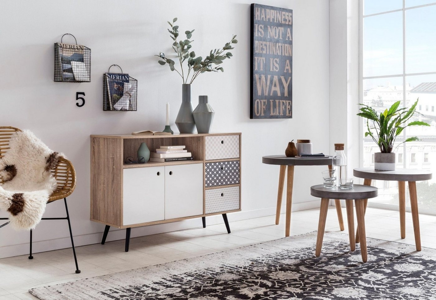 MAILBOX Sideboard MDF White Wash Bild 1