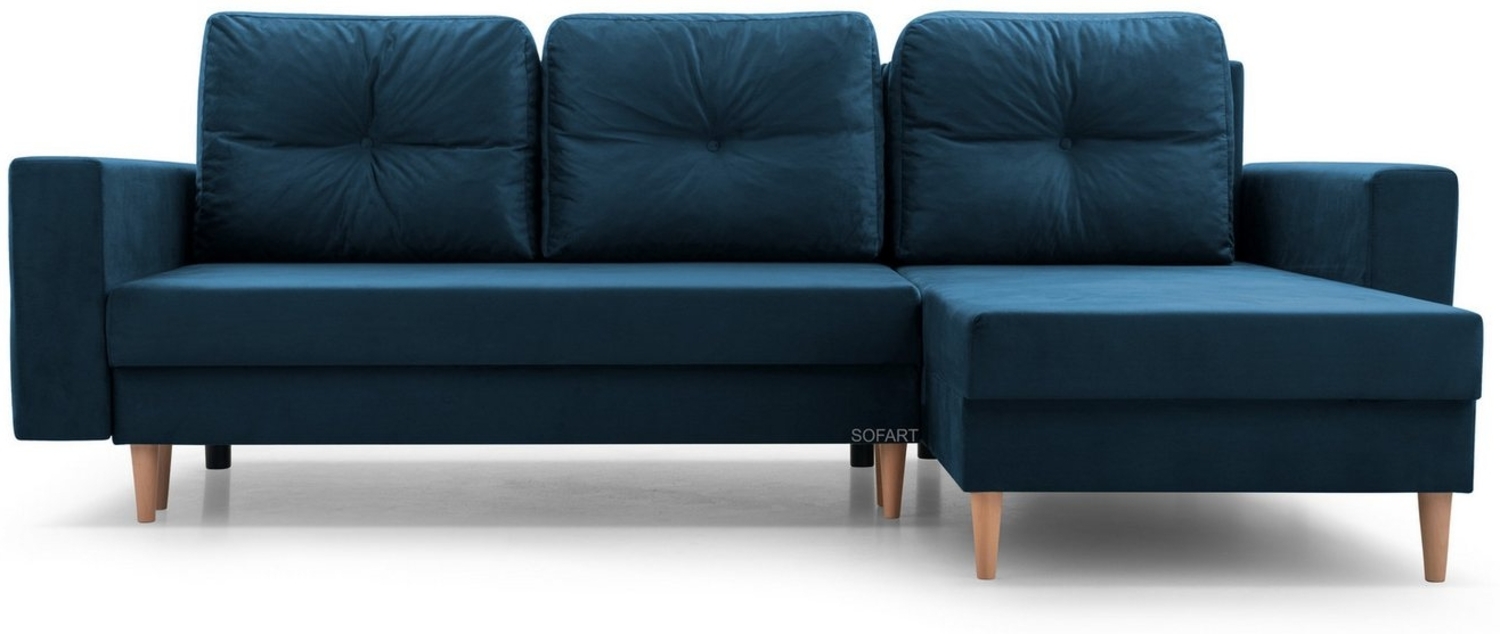 MOEBLO Ecksofa CARL, Ottomane Links als auch rechts montierbar Couch für Wohnzimmer, Schlafsofa Sofagarnitur Sofa Eckcouch L-Form Wohnlandschaft, mit Bettkasten und Schlaffunktion Bild 1