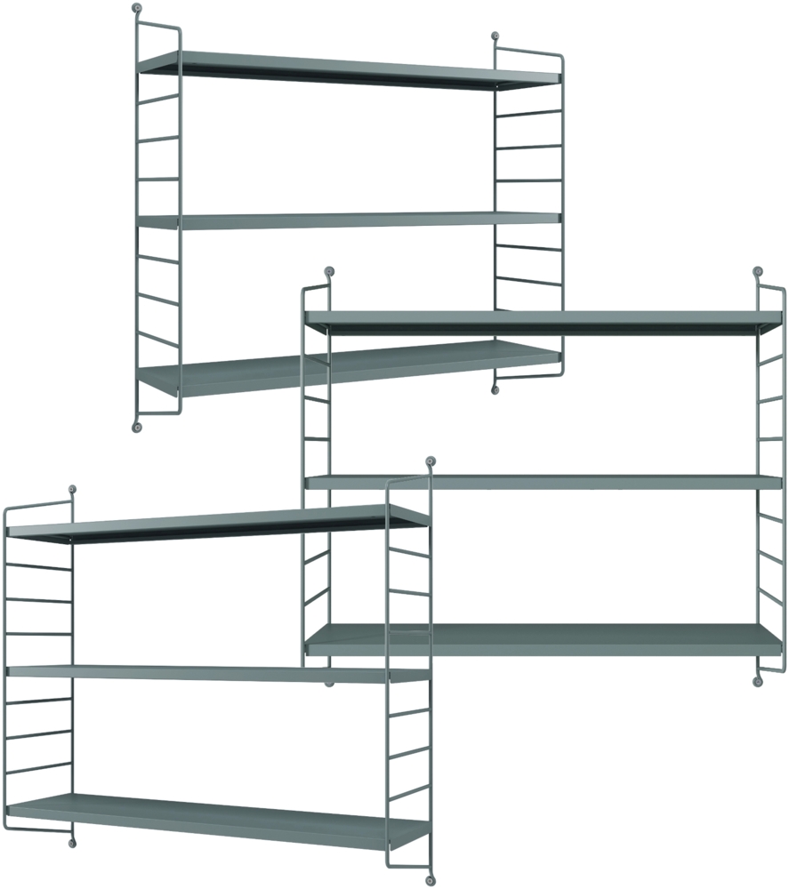 en.casa 'Strängnäs' Modulares Wandregal, 3 Stück, Stahl, Graublau, 50 x 60 x 15 cm Bild 1