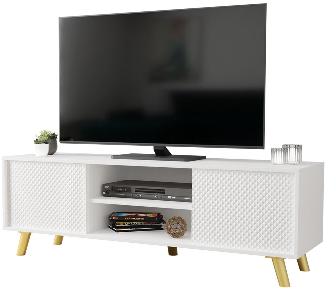 TV-Lowboard 140 Aserinto 02 (Farbe: Weiß) Bild 1