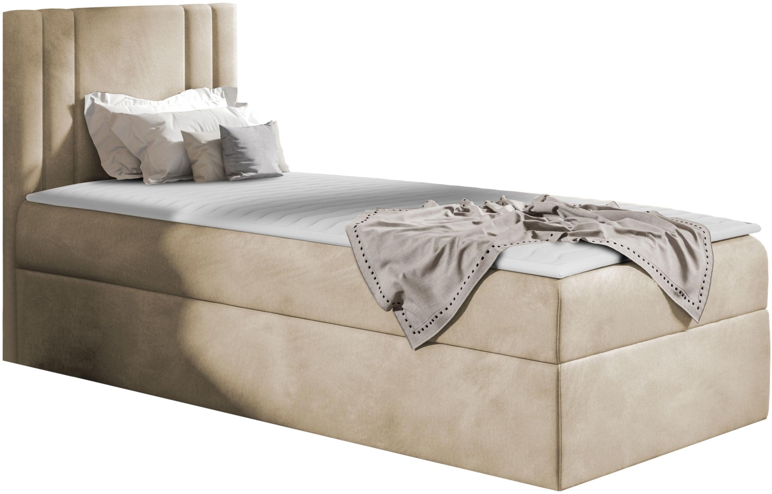 Boxspringbett 'Harlon Mini' links, beige, 90x200 cm Bild 1