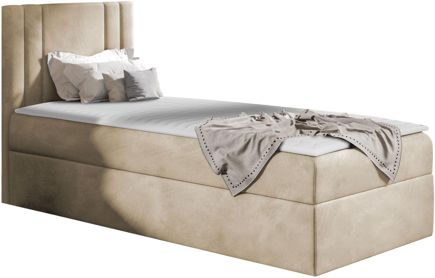 Boxspringbett 'Harlon Mini' links, beige, 90 x 200 cm Bild 1