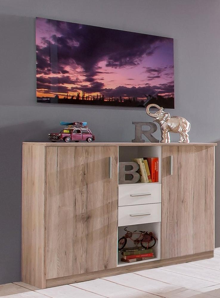 Wimex Highboard in San Remo-Eiche-Nachbildung mit 2 Schubladen und 4 Einlegeböden (B/H/T: 122x105x41 cm) Bild 1