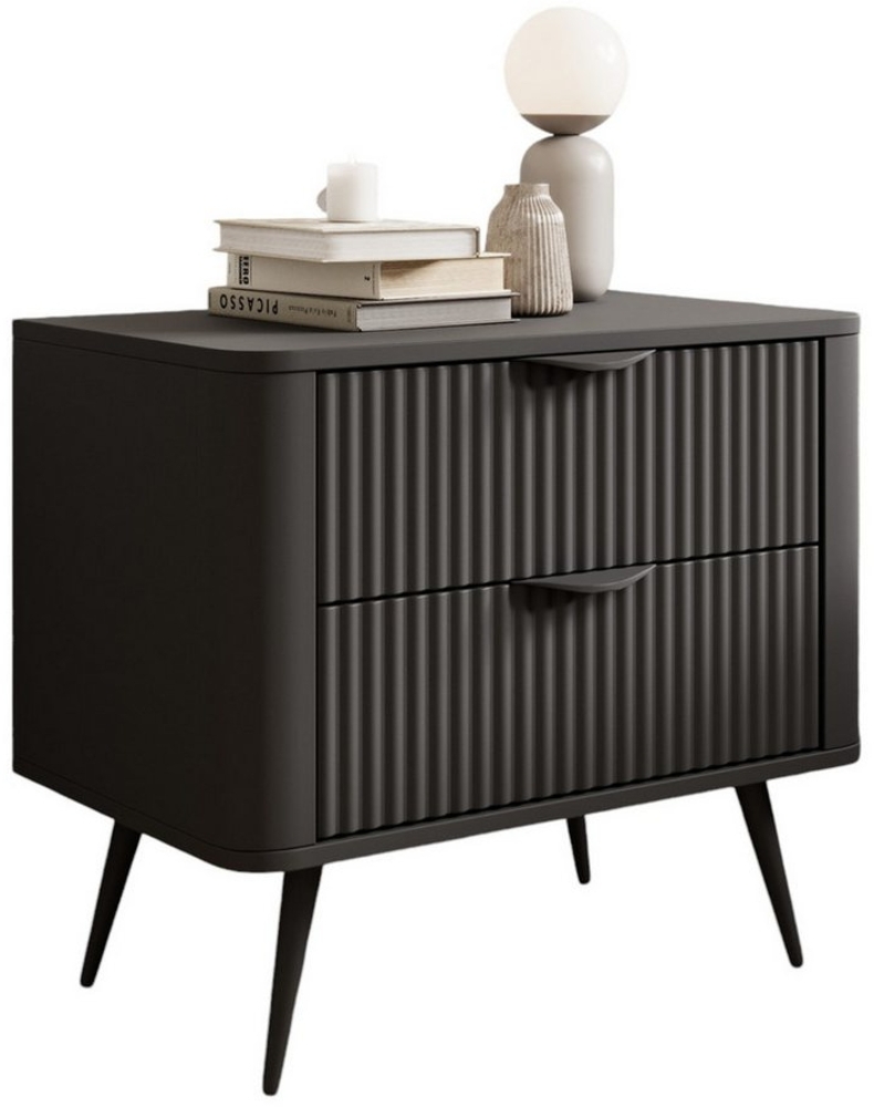 Compleo Nachttisch mit 2 Schubladen auf hohen Beinen BELLO Lamellen Bild 1