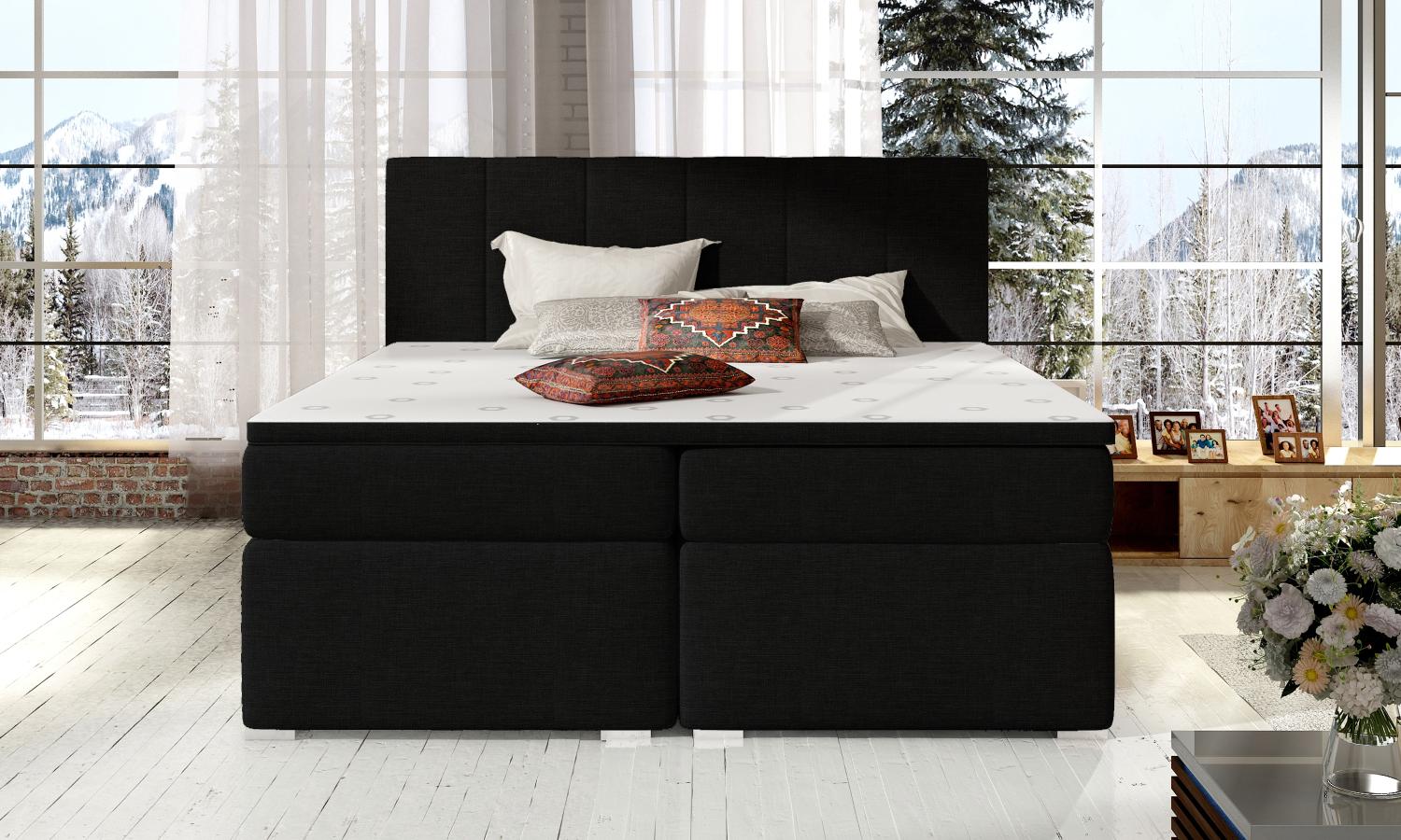 Bolero 160X200, Boxspring Bett, Schwarz Bild 1