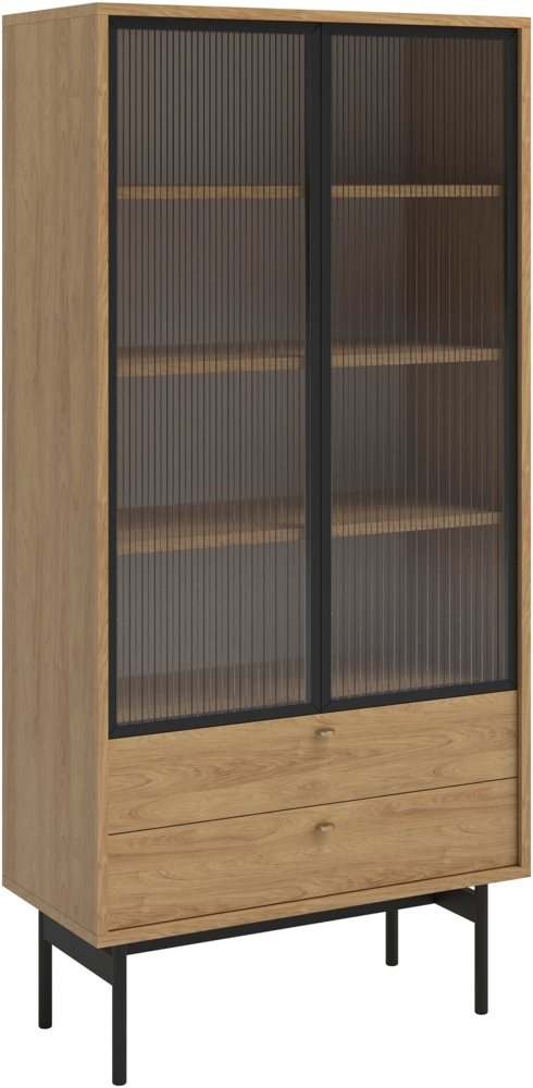 Selsey 'Olar' Vitrine mit 3 Regalböden, Holzoptik Hickory Natur, ca. 179 x 85 x 41 cm Bild 1