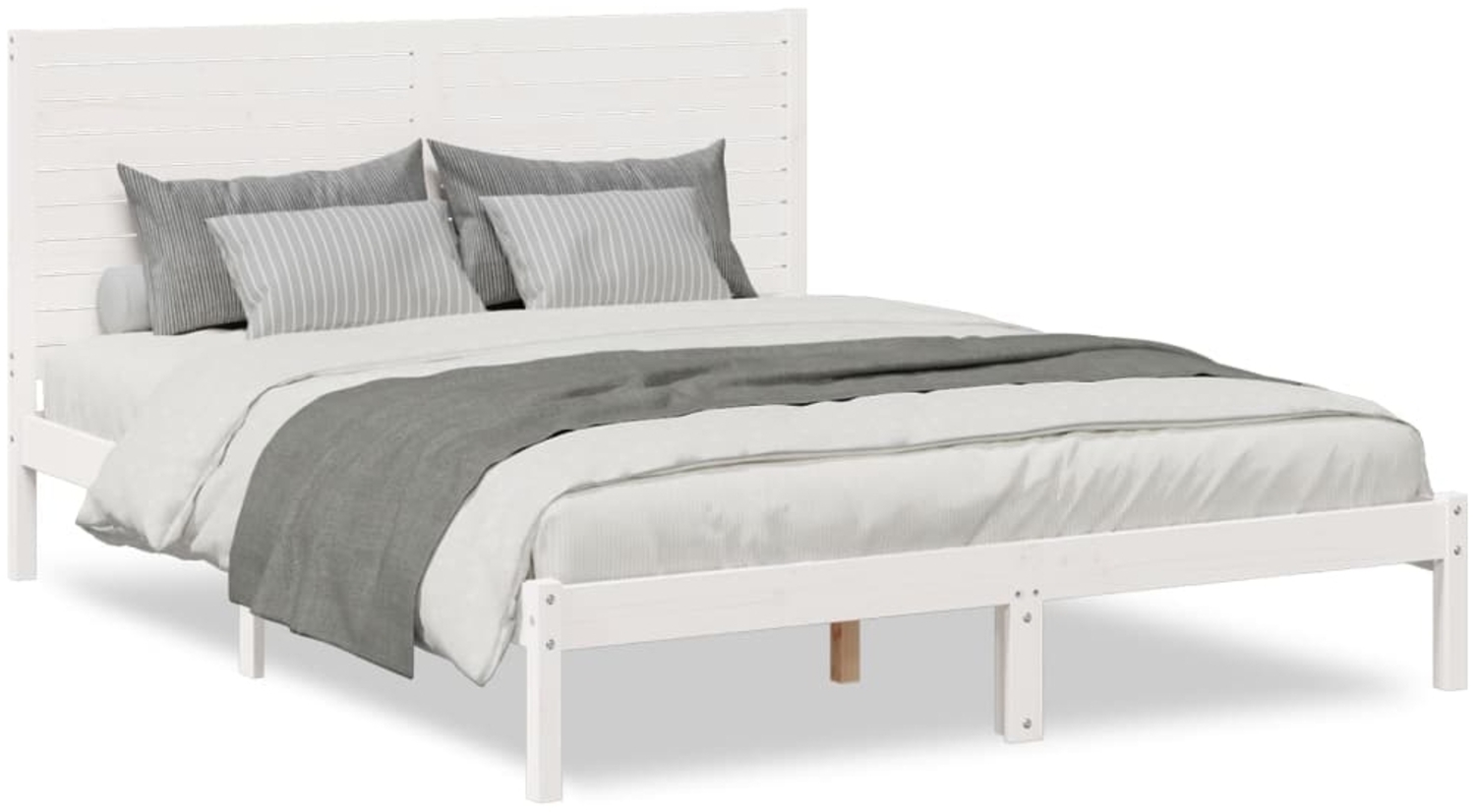 vidaXL Massivholzbett Extra Lang ohne Matratze Weiß 140x220 cm 3309314 Bild 1