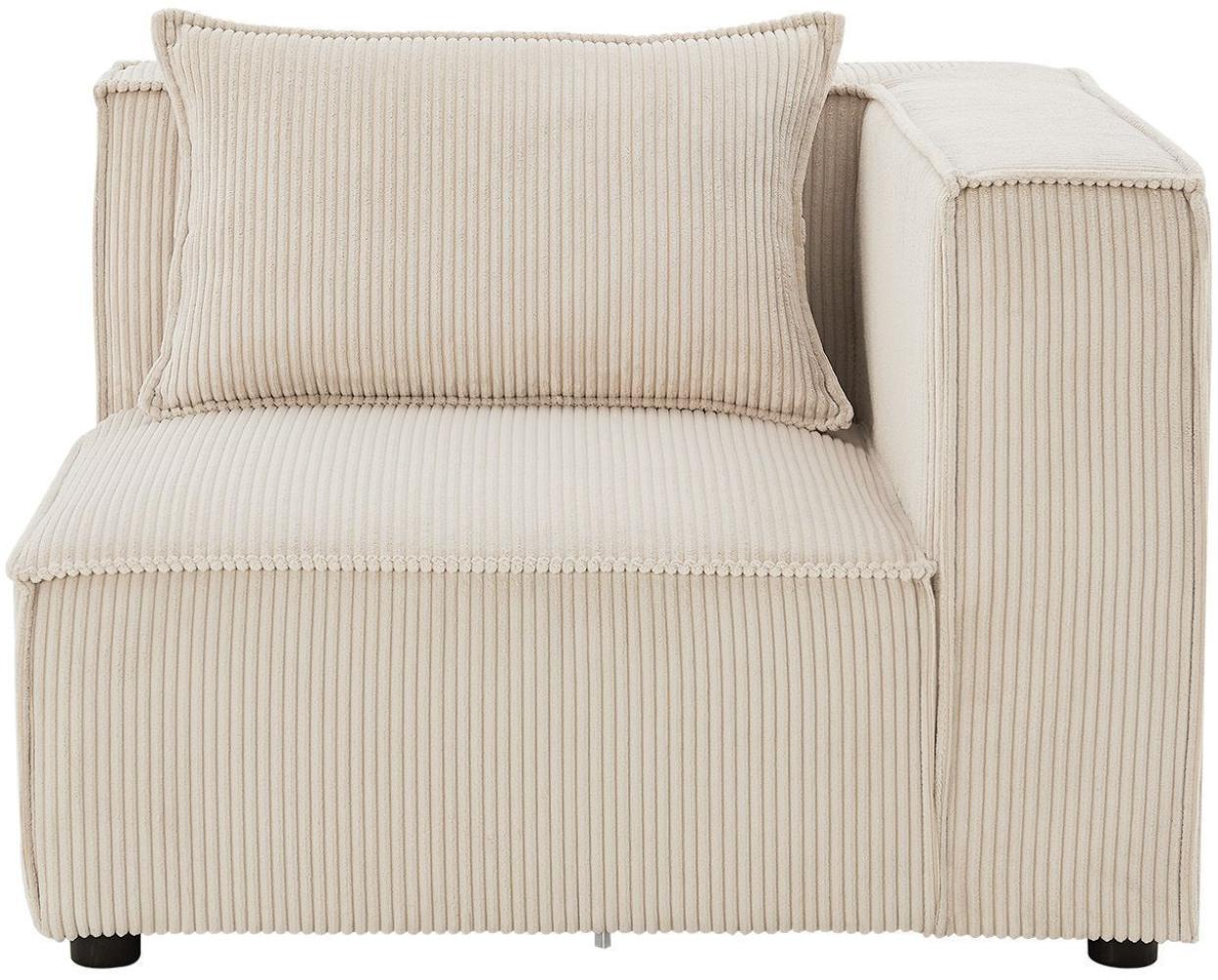 Juskys Ecksofa Rechts Domas - modulares Sofa in Cord Beige - Wohnzimmer Couch mit Armlehne & Kissen - Modulsofa 130 kg belastbar - Wohnlandschaft Bild 1