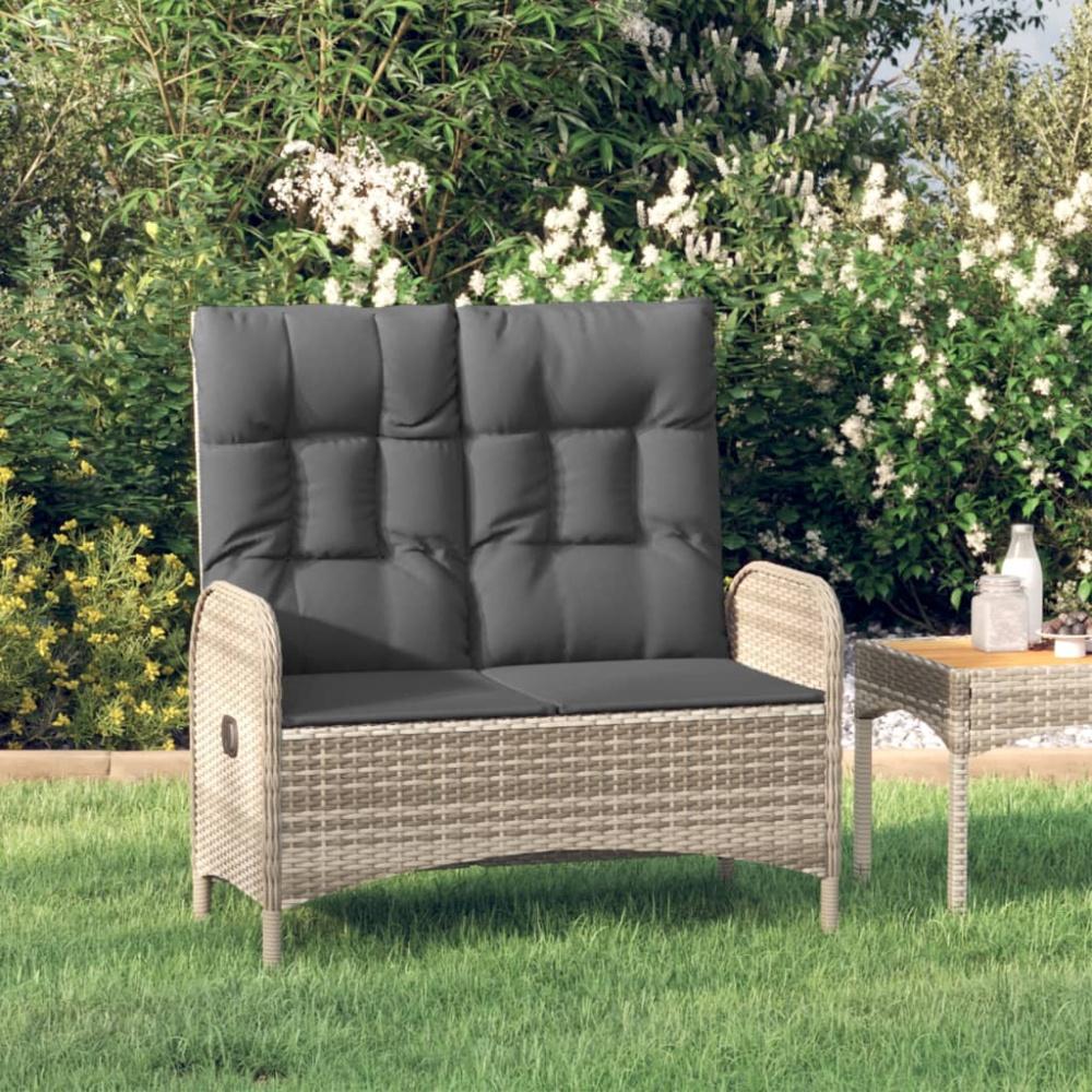 vidaXL Gartenbank mit Liegefunktion und Kissen 107 cm Poly Rattan Grau 319893 Bild 1