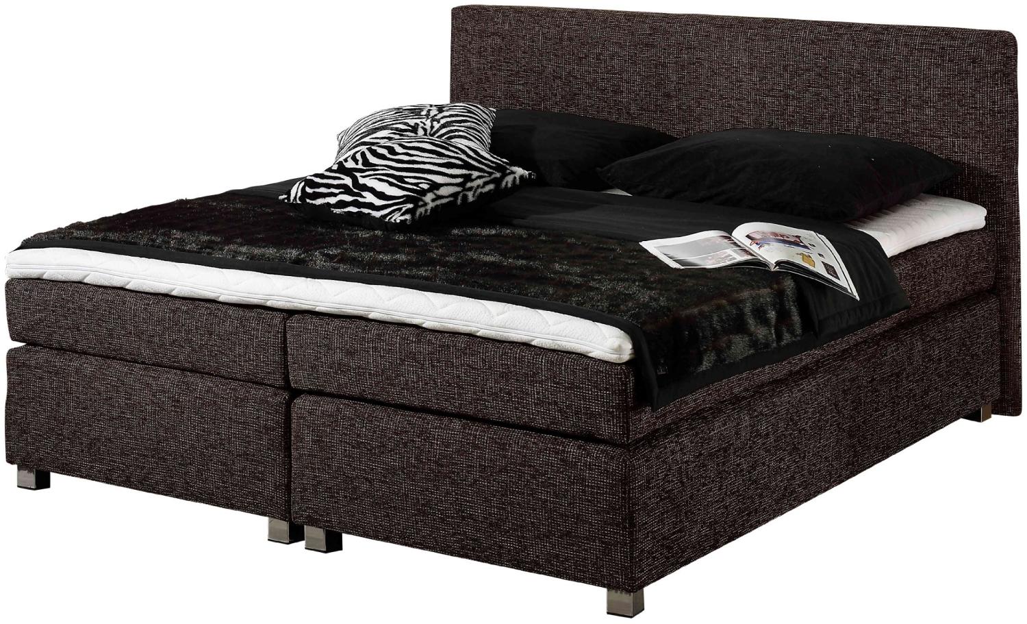 Maintal Boxspringbett Howard, 100 x 200 cm, Strukturstoff, 7-Zonen-Kaltschaum Matratze H2, braun Bild 1