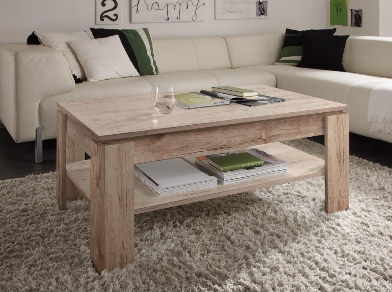 Couchtisch in Eiche San Remo Sand 110 x 47 cm Holztisch mit Ablage Bild 1