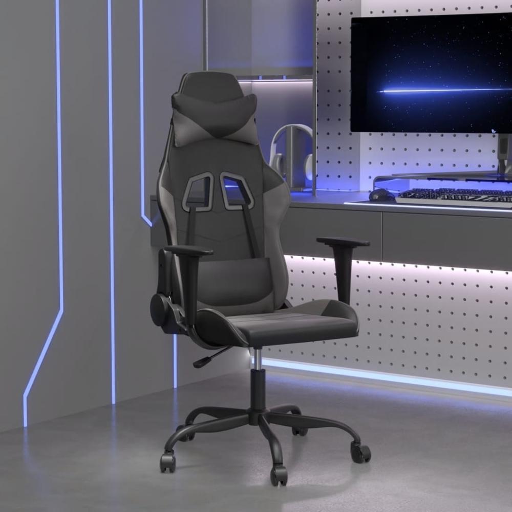 vidaXL Gaming-Stuhl mit Massagefunktion Schwarz und Grau Kunstleder 345403 Bild 1