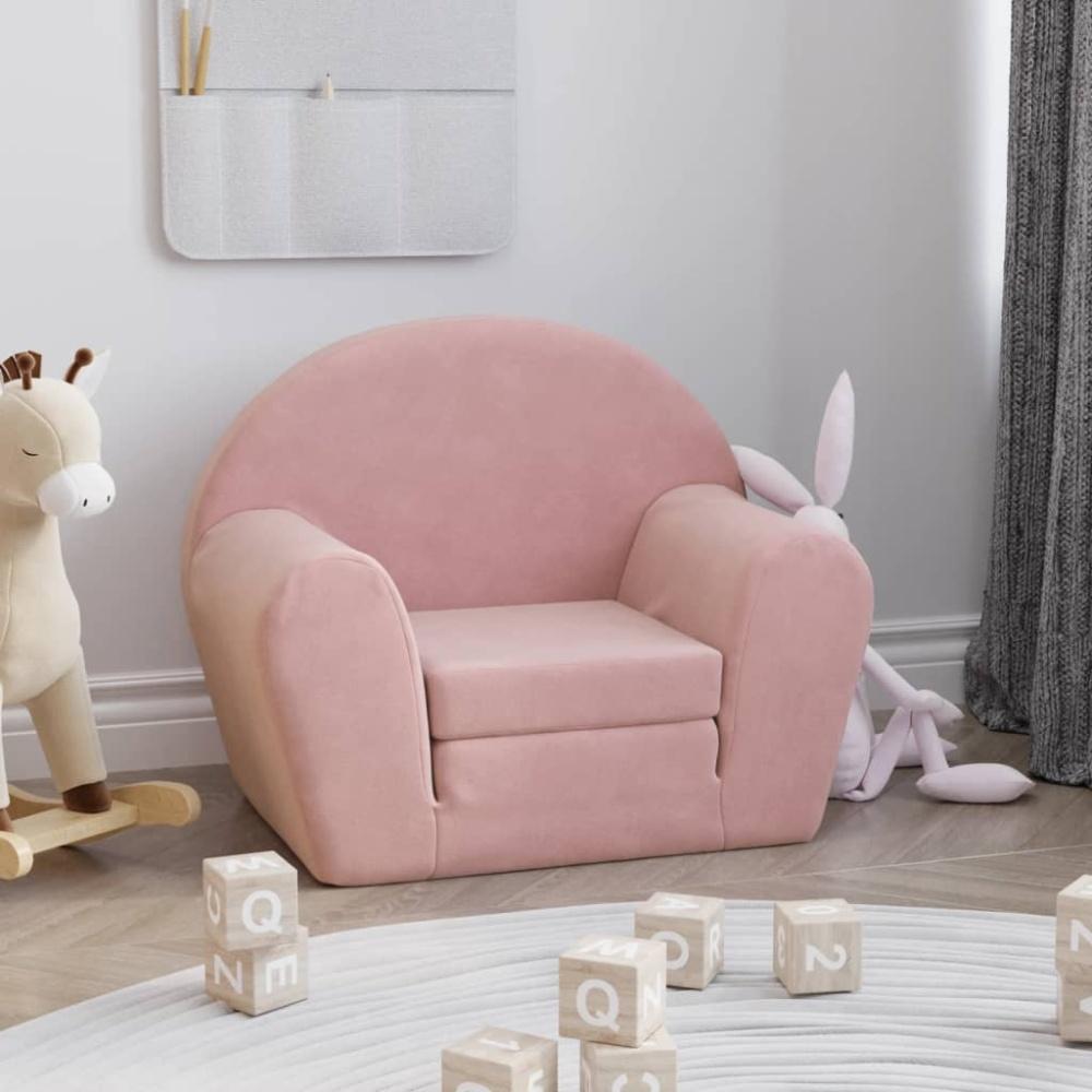 vidaXL Schlafsofa für Kinder Rosa Weich Plüsch Bild 1