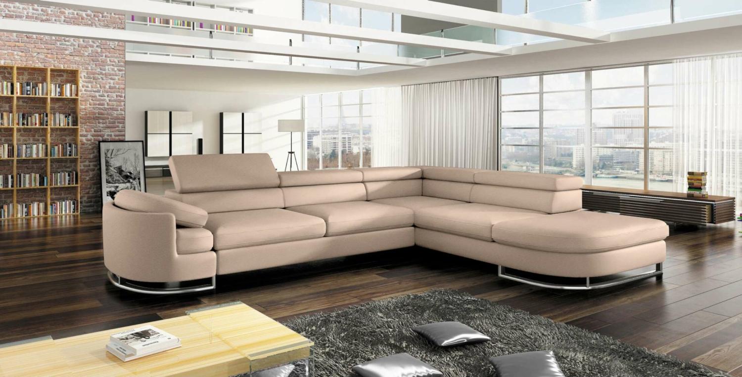 Stylefy Ice Ecksofa Cappuccino Velours KRONOS Rechts Bild 1