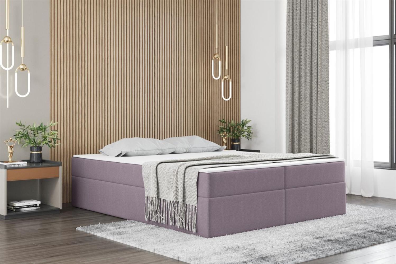 Boxspringbett Schlafzimmerbett PRIMA 180x220cm Stoff Violett inkl. Bettkasten Bild 1