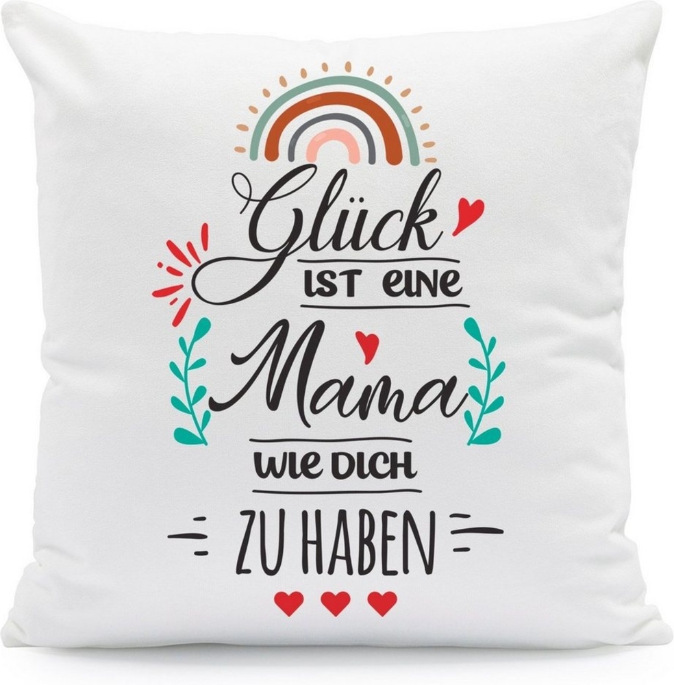 GRAVURZEILE Zierkissen mit Spruch - Glück ist - Geschenk für Freunde & Familie -, starke Farben ohne verblassen - Mama - ohne Füllung Bild 1