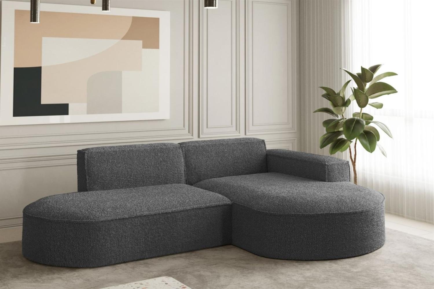 Ecksofa Designersofa PALMA XS in Stoff Ascot Graphitgrau Ottomane Rechts Bild 1