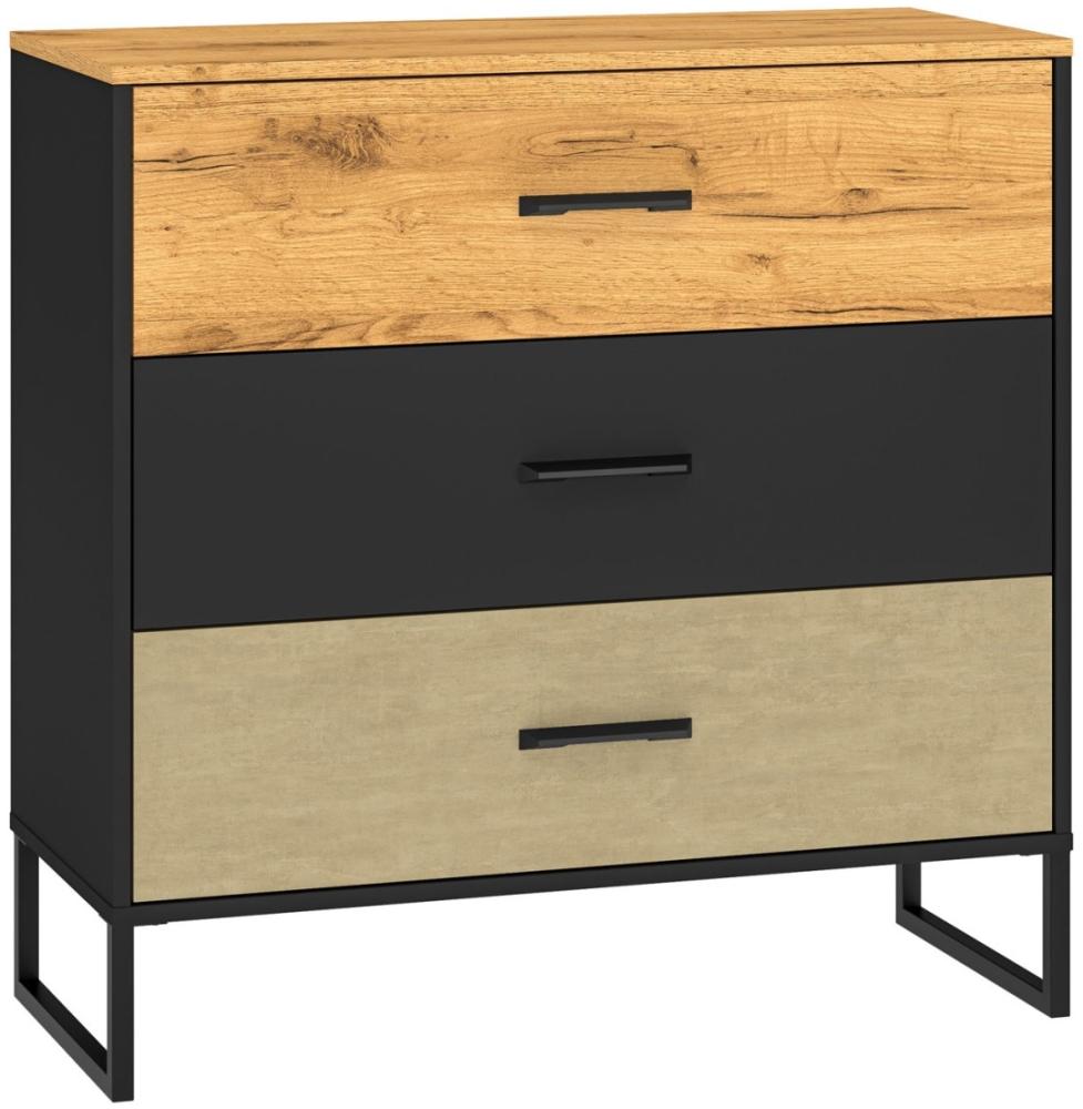 Sideboard Colt Schubladenkommode 92x40x90cm schwarz Craft Gold Eiche Premium Steel Bild 1