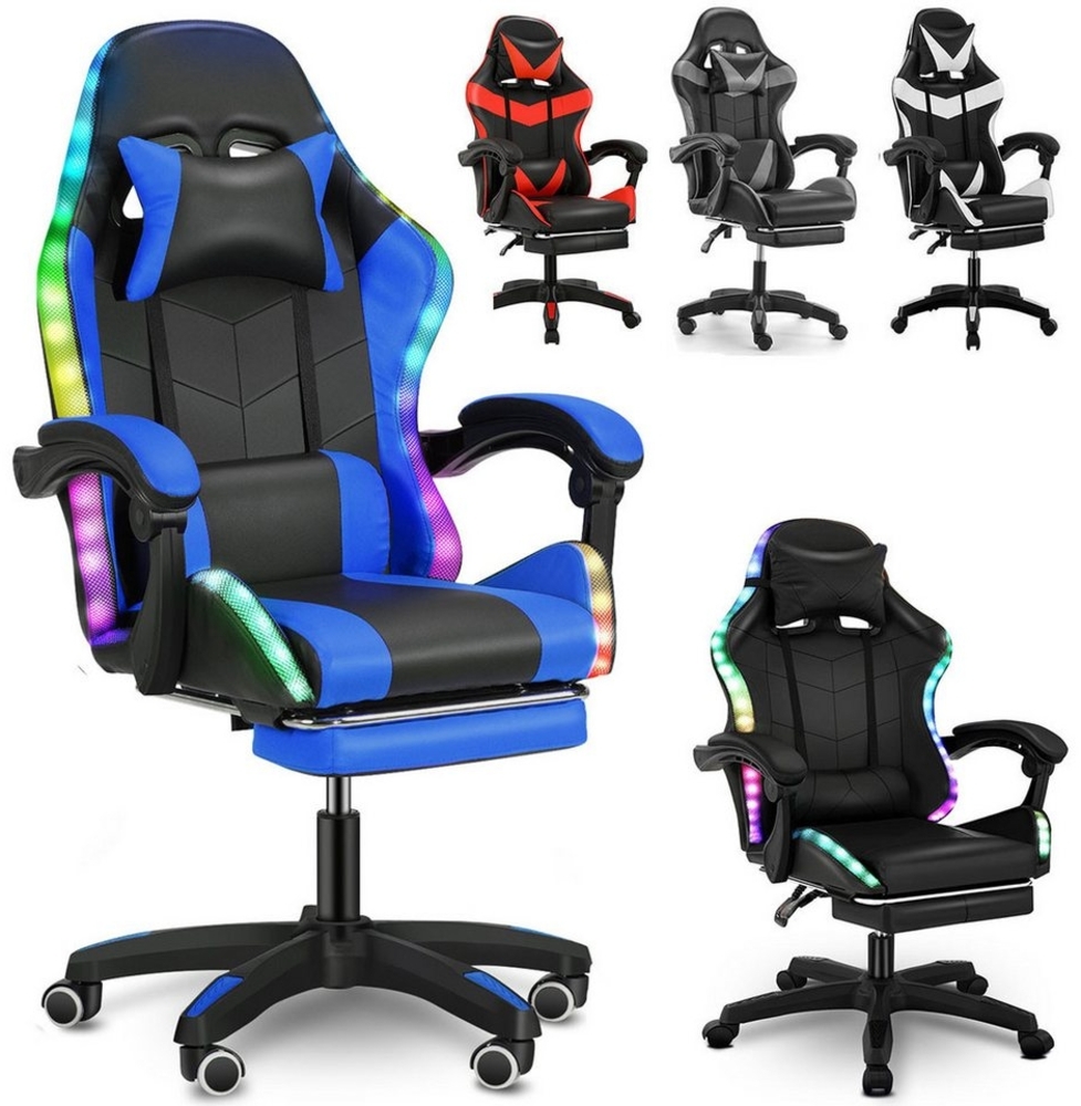 oyajia Gaming Chair Gaming Stuhl Bürostuhl Ergonomisch, Kopfkisse, Lendenkissen,Fußstütze, Verstellbare Rückenlehne Gaming Chair,Gaming Stuhl 130kg Belastbarket Bild 1