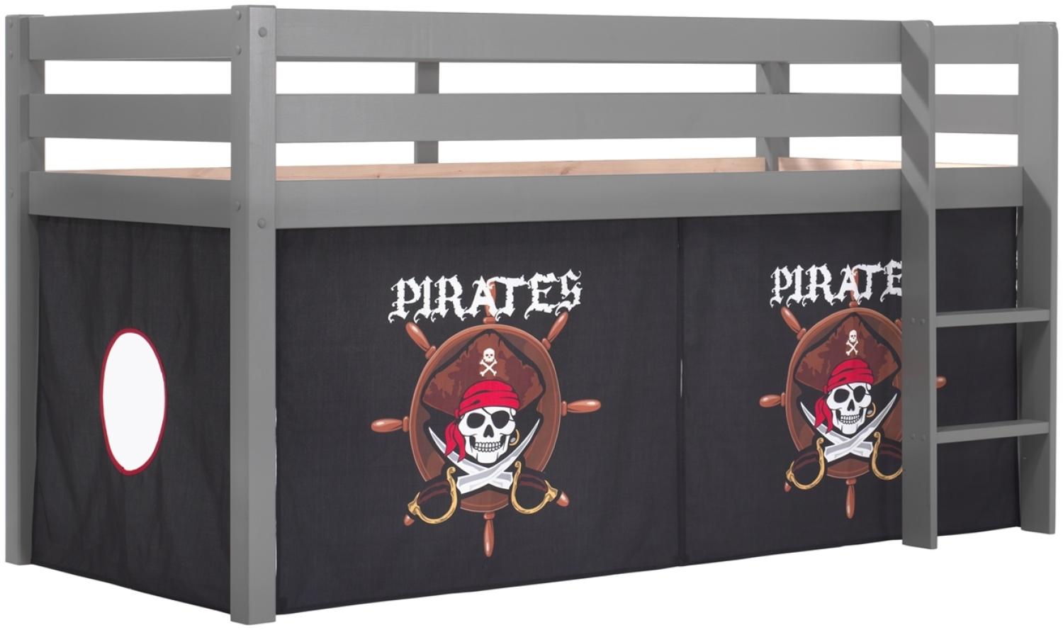 Vipack Spielbett 'Pino'grau mit Textilset 'Pirates' Bild 1