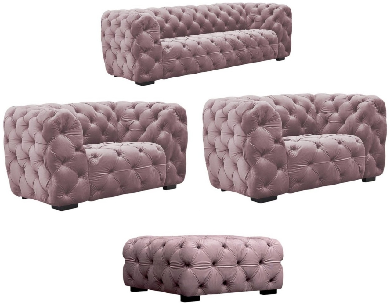 Sofaset Designersofa NATALIE 3-1-1 in Stoff Riviera Rose Bild 1