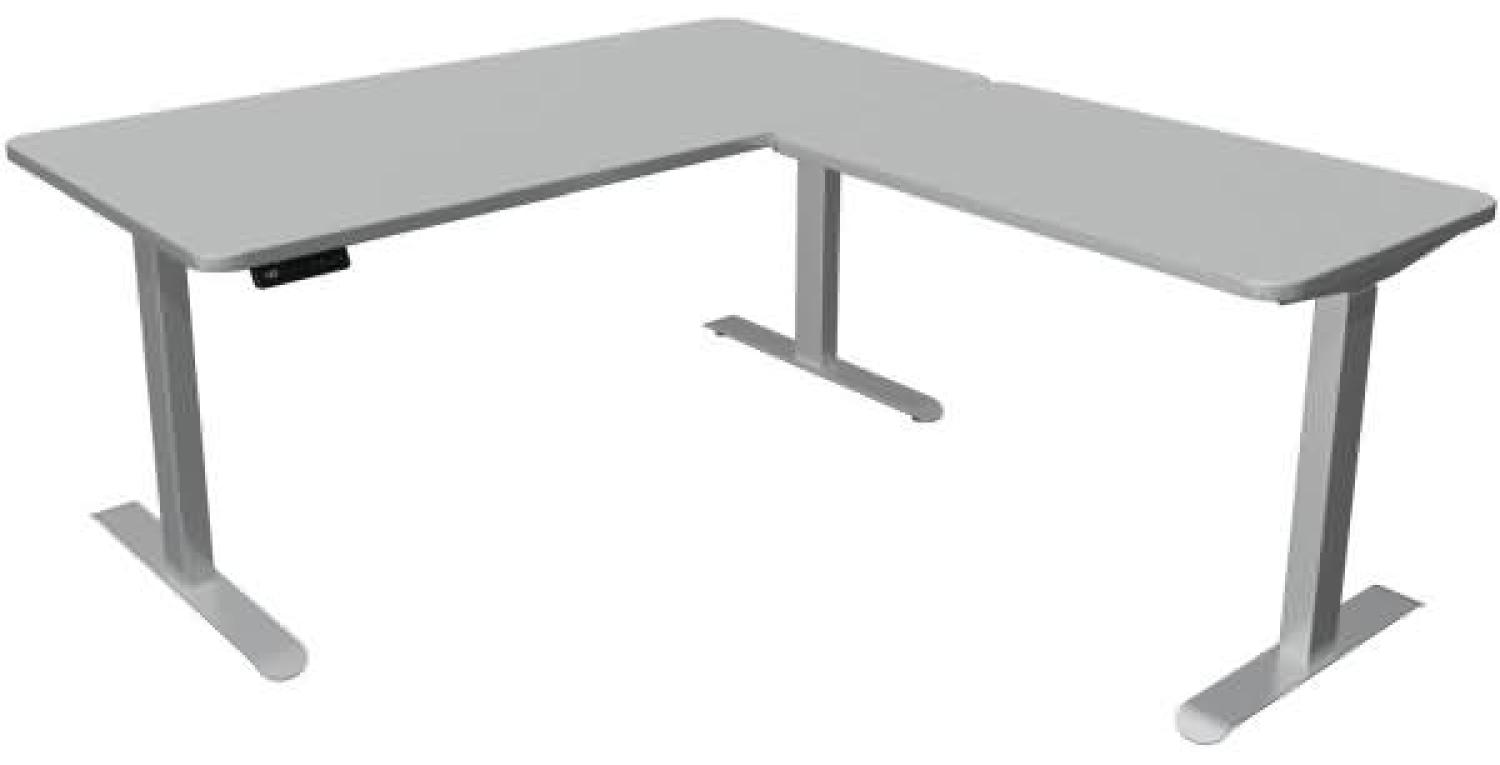 Kerkmann Schreibtisch Sitz-Stehtisch Move 3 Premium 160x80x72-121cm inkl. Anbautisch 100x60cm elektr. höhenverstellbar mit Memoryfunktion Lichtgrau Bild 1