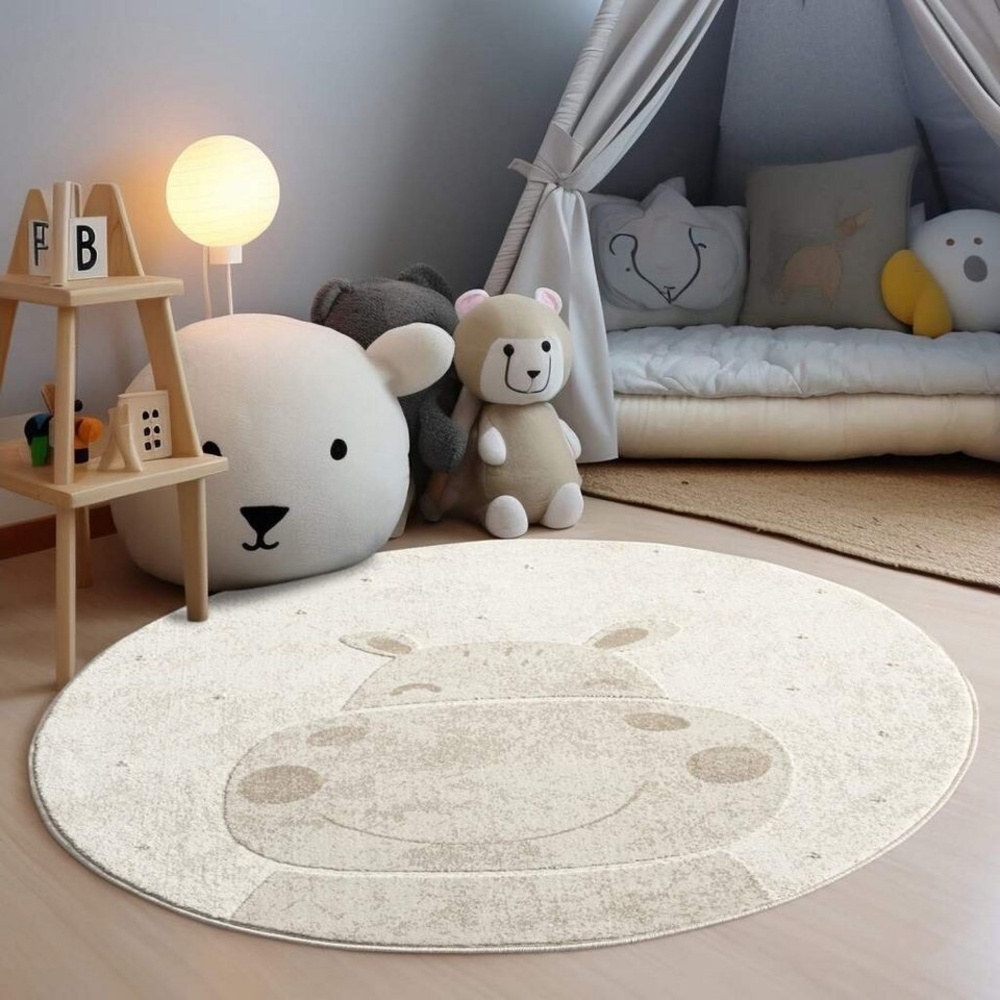 Carpet City Kinderteppich MARA703, rund, Höhe: 11 mm, Kinderzimmer Teppich Tiere Beige Spielzimmer Bild 1