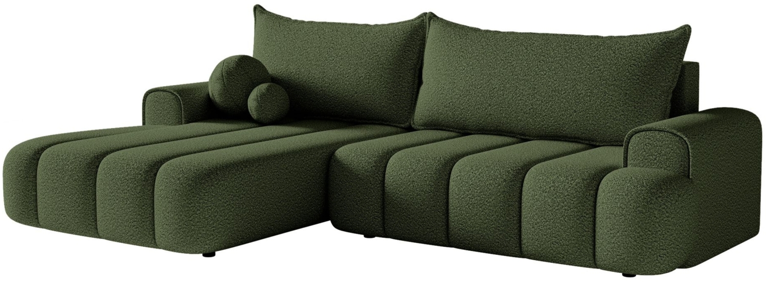 Selsey 'Dandelino' Ecksofa mit Schlaffunktion, Stauraum und Bouclé-Bezug, khaki, links, 80 x 275 x 168 cm Bild 1