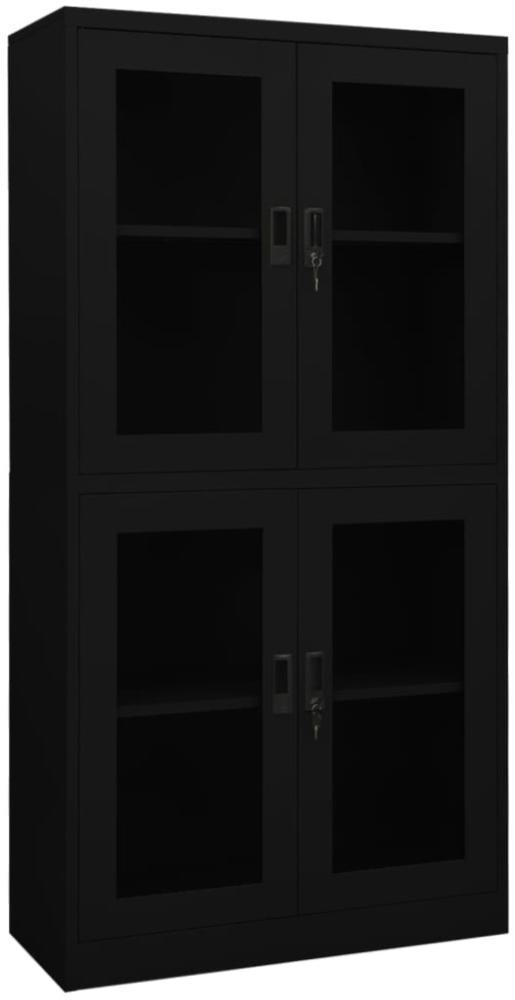 vidaXL Büroschrank Schwarz 90x40x180 cm Stahl und Hartglas [335940] Bild 1