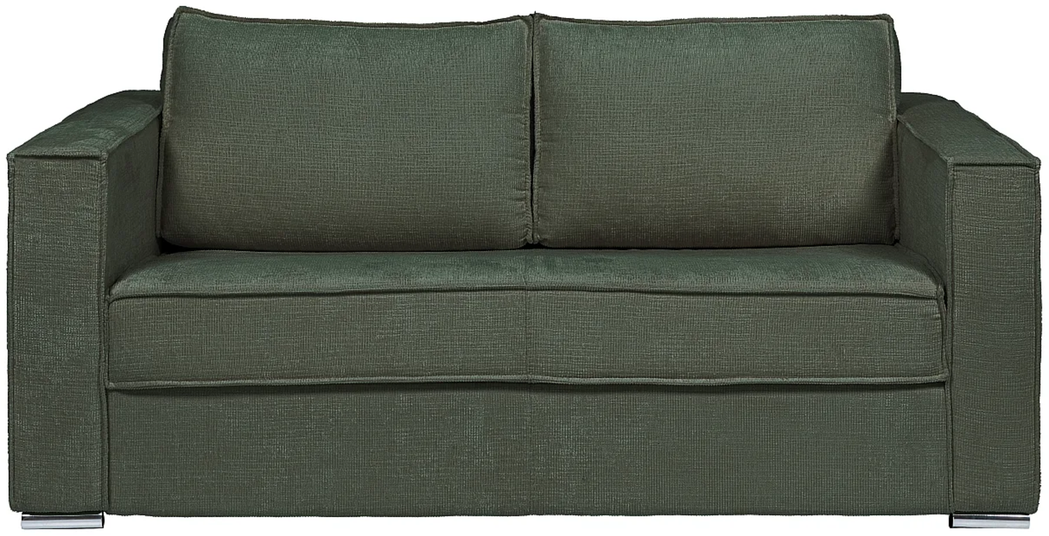 Vente-unique - Schlafsofa mit Matratze 3-Sitzer - Chenille-Stoff - Grün - Liegefläche 140 cm - Matratze 14 cm - LORETO Bild 1
