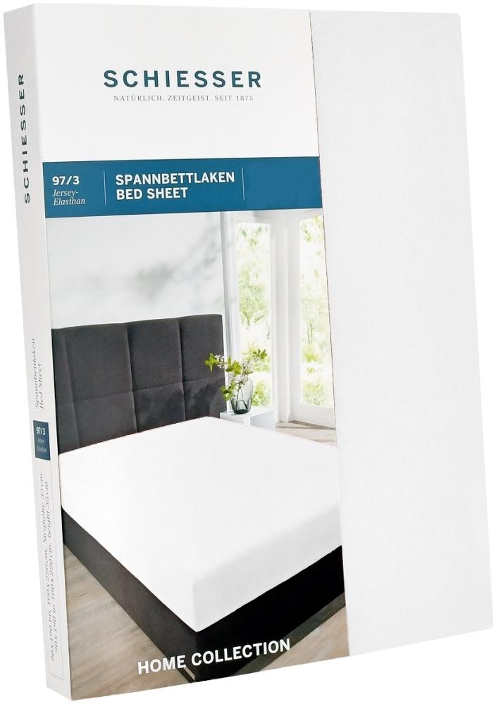 Schiesser Spannbettlaken Jersey-Elasthan, 97% Baumwolle, 3% Elasthan, Wasserbett- / Boxspringbettgeeignet, Weiß, 180 x 200 cm bis 200 x 220 cm Bild 1