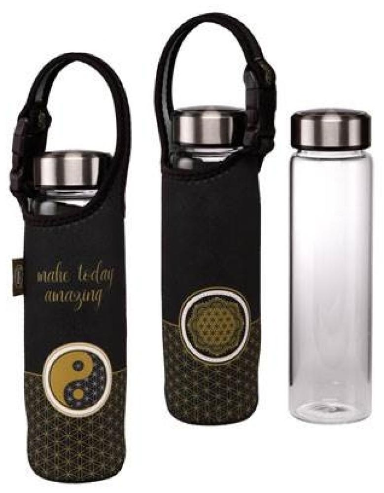 Goebel Trinkflasche Yin Yang Black, Glasflasche mit Neoprenhülle, Glas-Kombi, Bunt, 700 ml, 23500631 Bild 1