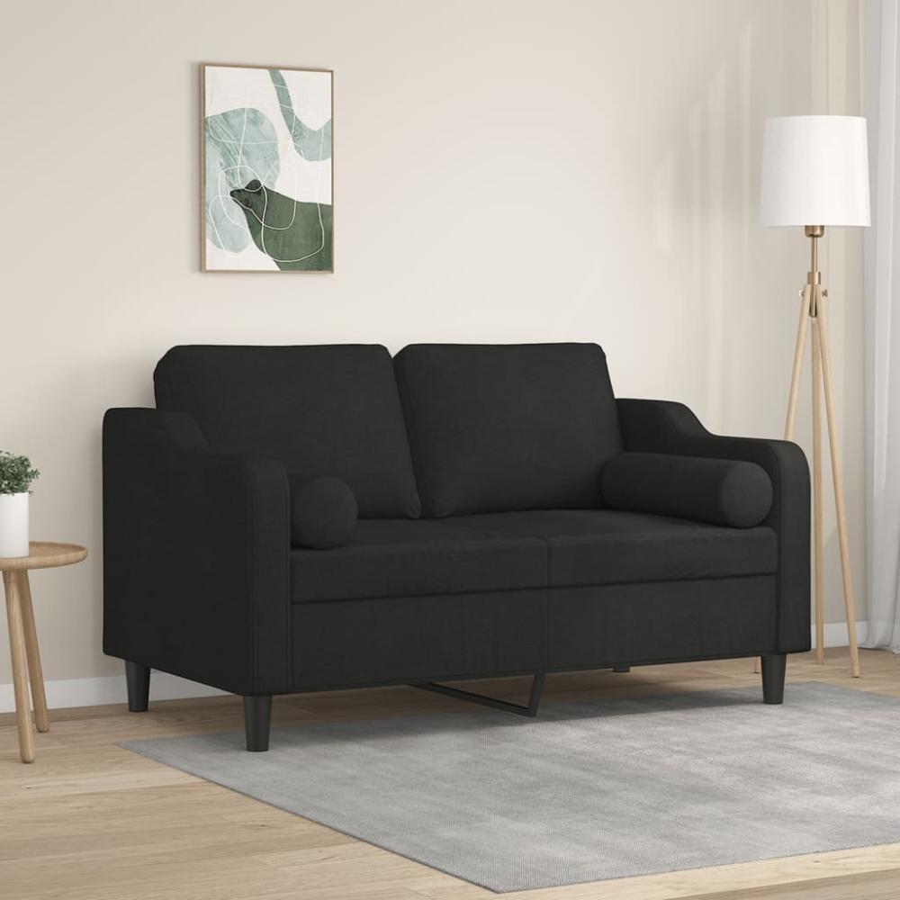 2-Sitzer-Sofa mit Zierkissen Schwarz 120 cm Stoff 3200841 Bild 1