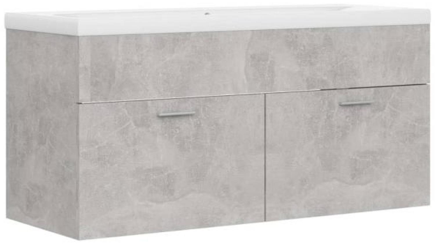 vidaXL Waschbeckenunterschrank mit Einbaubecken Betongrau Spanplatte [3070851] Bild 1