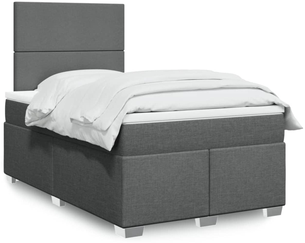 vidaXL Boxspringbett mit Matratze Dunkelgrau 120x190 cm Stoff 3292721 Bild 1