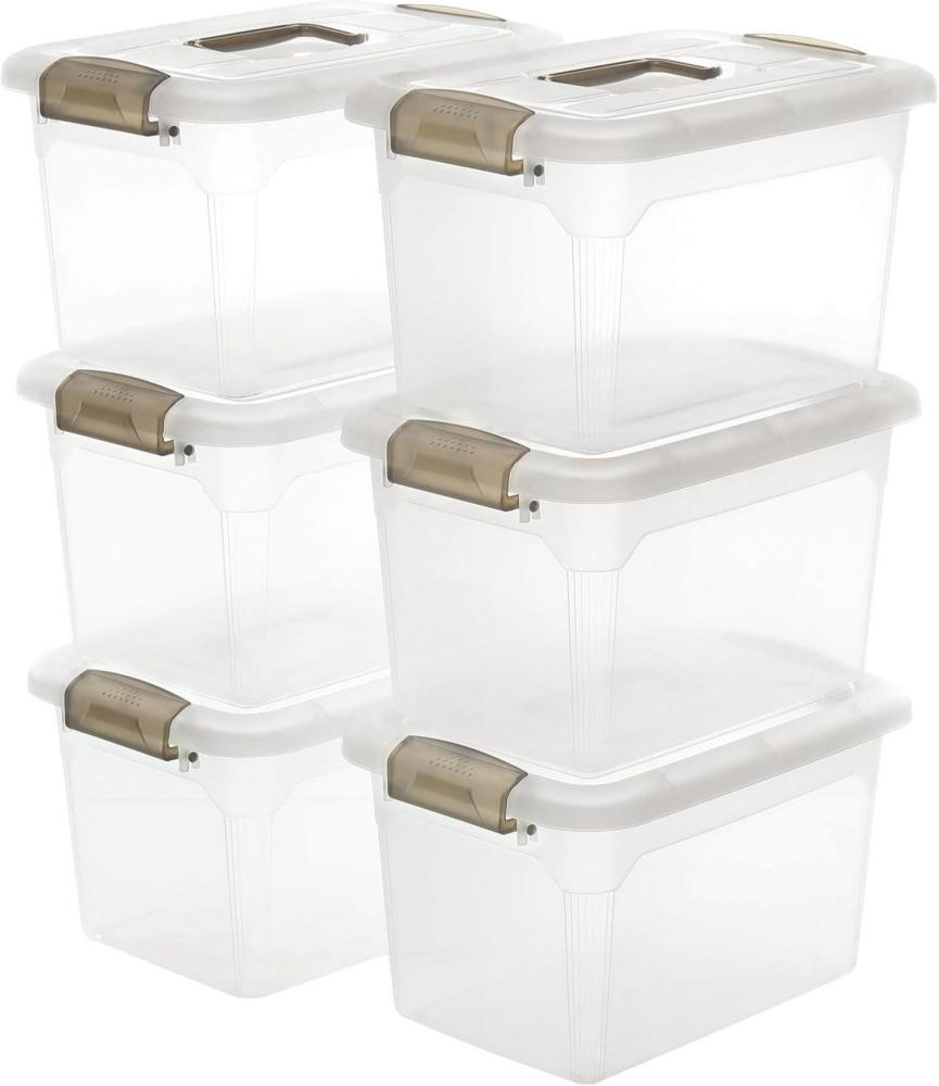 Citylife 6er-Set 8L Aufbewahrungsboxen transparent Stapelbar Clips Belüftung Bild 1