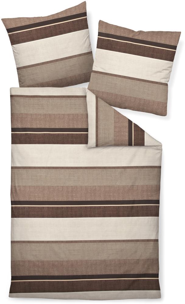 Janine Moments Mako-Satin Bettwäsche 200x200 Streifen caramel walnuss 98085-07 Bild 1