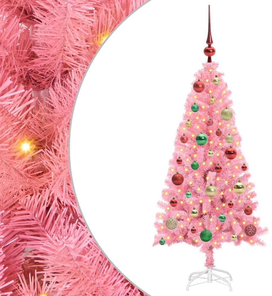 vidaXL Weihnachtsbaum mit 150 LEDs mit Ständer Rosa 120 cm PVC 3396415 Bild 1