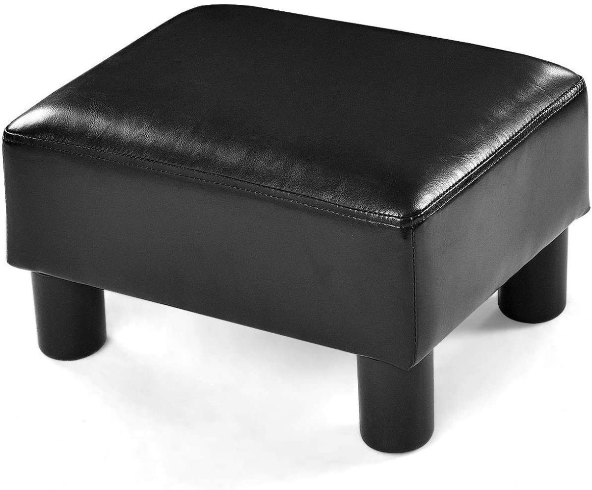 COSTWAY Fußhocker PU 40 x 30 x 24cm schwarz Bild 1