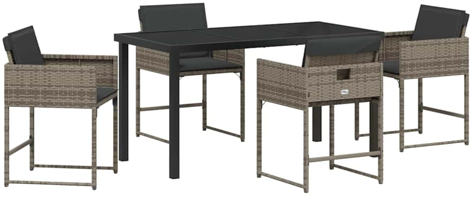 vidaXL Garten Essgruppe mit Kissen 5 pcs Grau Poly Rattan 3380013 Bild 1