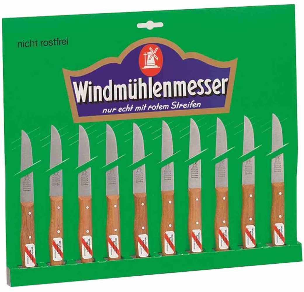 Windmühlenmesser Küchenmesser-Karte mit 10 Messern gerade Klinge 85 mm Bild 1